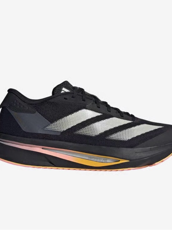 adidas Shoes - adidas Black Running Shoe with Silver Stripes and Pink-Gold Midsole Accents